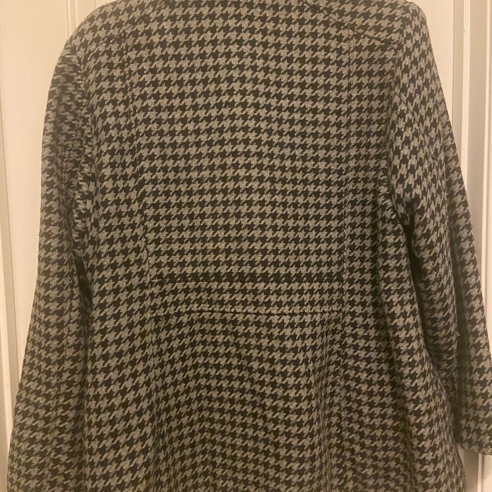 3X Houndstooth Pea Coat with detachable hood